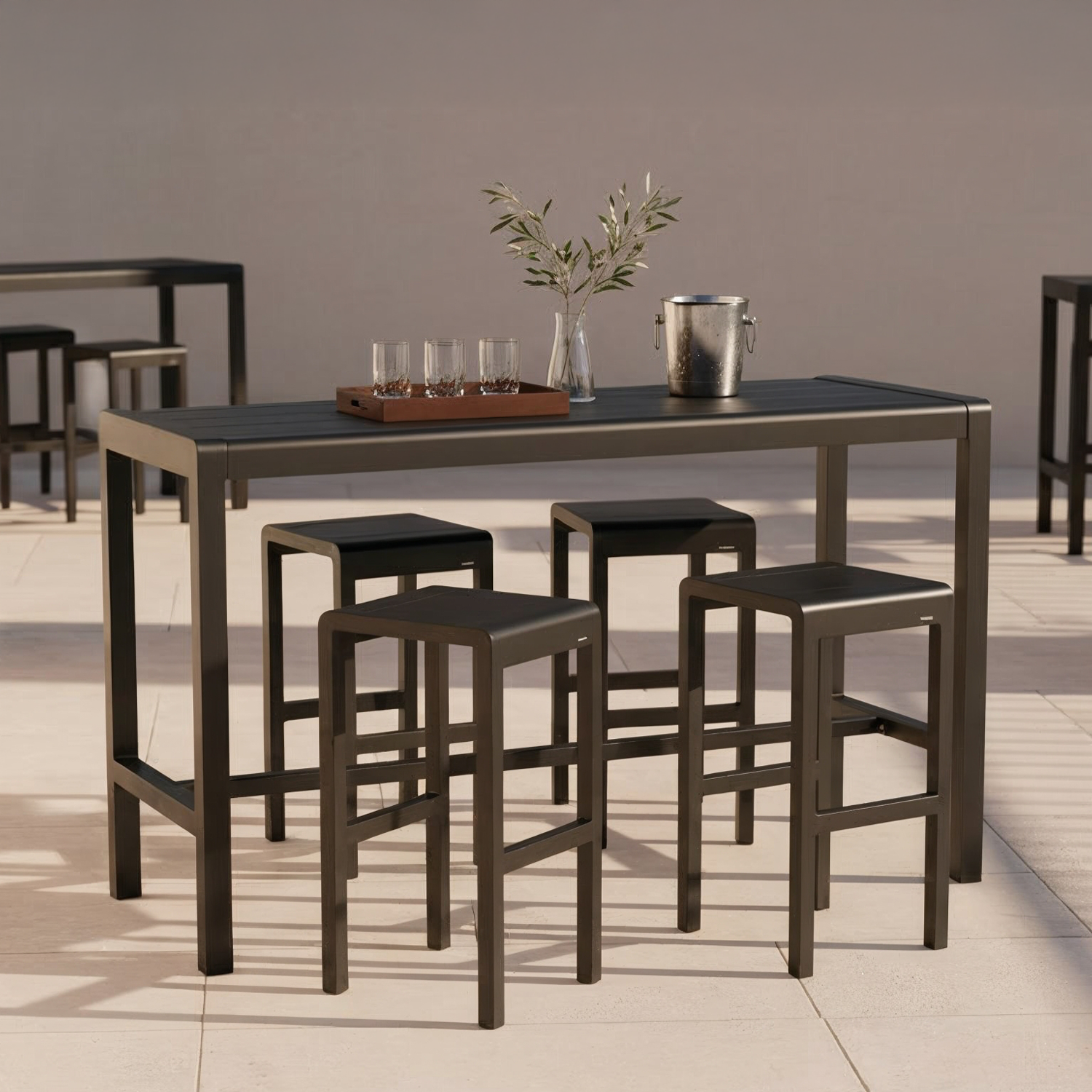 Luna bar stool and Luna Bar Table anthracite